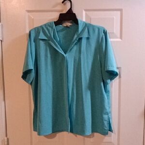 Notations Turquoise Casual Button Down Shirt